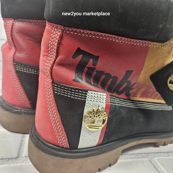 Timberland Men's 6" Premium waterproof Boots Red/Beige/Black Size 13M - Picture 13 of 16